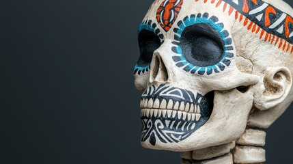 Fototapeta premium Colorful Skull with Intricate Patterns and Design