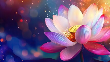 Fototapeta premium colorful lotus flower illustration background 