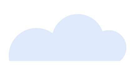 Simple blue cloud in a minimalist style with soft rounded edges on a plain white background. Ideal for weather, technology, nature, environmental conservation, and childrens themes. Suitable for