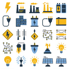 2d vector environment Collection Solar Panel icon Symbolizing clean and renewable solar energy.
