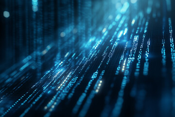Flowing blue digital data stream, symbolizing fast information transfer and advanced technological networks in the modern age of connectivity