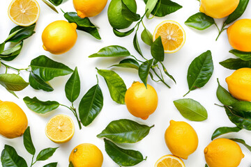 Obraz premium A close up of lemons and their leaves