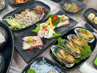 Korea style Seafood sashimi plate