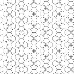 Abstract geometric pattern with crosses, stripes, lines. Seamless vector background. White and black ornament. Modern reticulated graphic design.