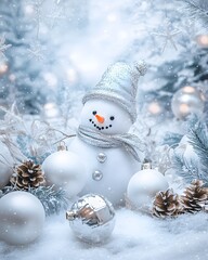 Winter Wonderland Snowman Christmas Background