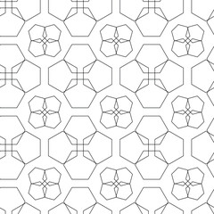 Abstract geometric pattern with crosses, stripes, lines. Seamless vector background. White and black ornament. Modern reticulated graphic design.