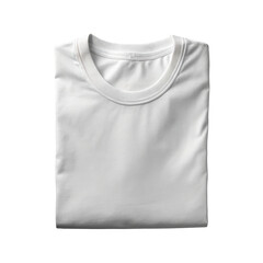 Neatly folded plain white t-shirt, showcasing its simple and minimalist design. Perfect for casual wear or as a clothing mockup. Isolated on transparent background, png.