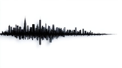 Naklejka premium Stylized soundwave silhouette resembling a city skyline on a white background.