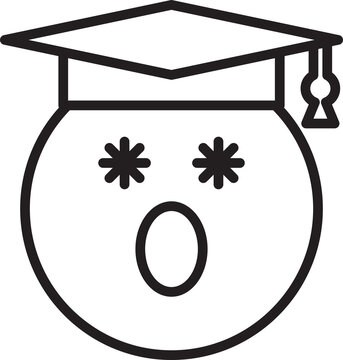 surprised graduate emoji black and white clip art preview