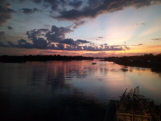 sunset over the river