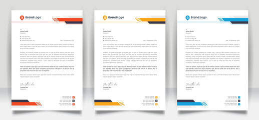 Abstract business letterhead template design for business project. Corporate letterhead design with color variation bundle. Creative Office letterhead layout with company logo and icon.