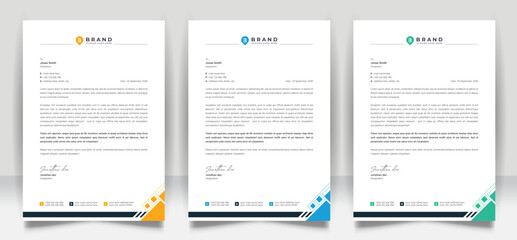 Abstract business letterhead template design for business project. Corporate letterhead design with color variation bundle. Creative Office letterhead layout with company logo and icon.