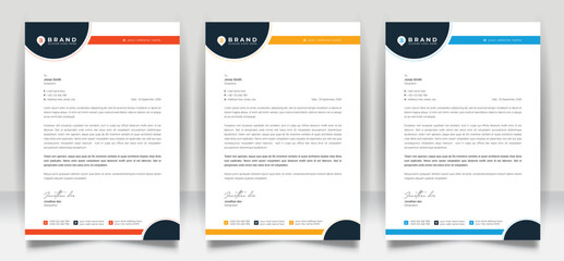 Abstract business letterhead template design for business project. Corporate letterhead design with color variation bundle. Creative Office letterhead layout with company logo and icon.