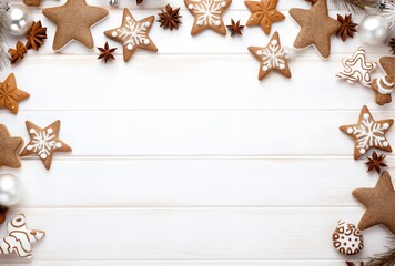 Gingerbread Star Cookies Christmas Frame Background