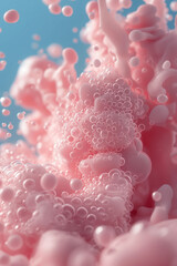 Abstract Pink Bubbles on Blue Background  Creative Fluid Art Design