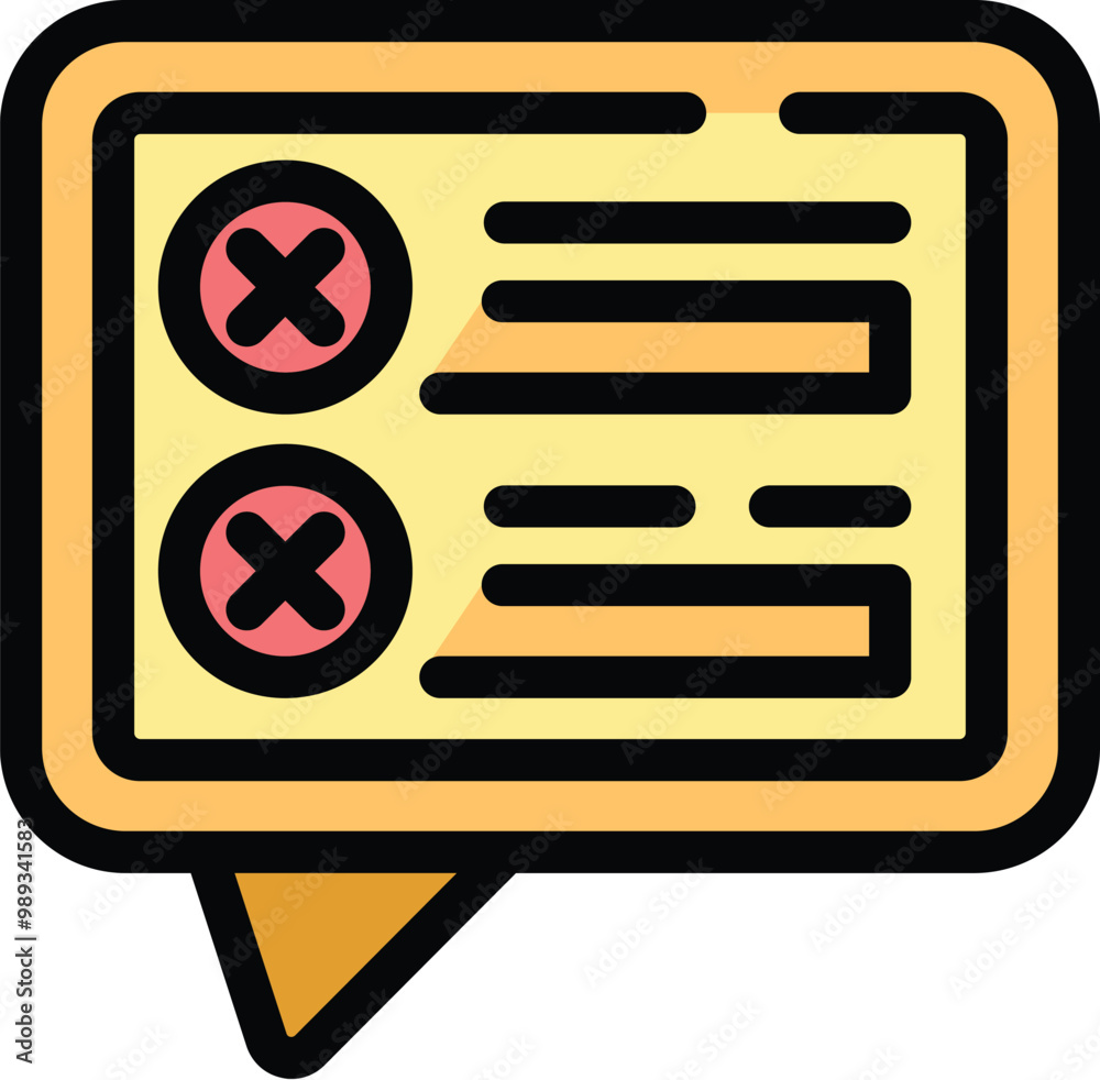 Poster speech bubble with a survey showing two negative answers