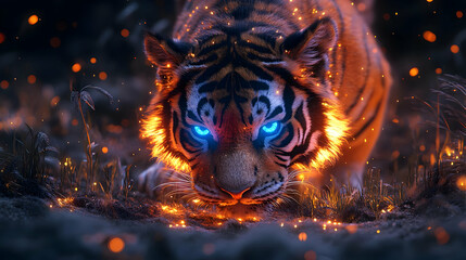 Fiery Tiger 3D Illustration
