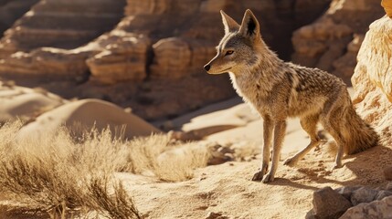 Fototapeta premium Coyote in the Desert Landscape