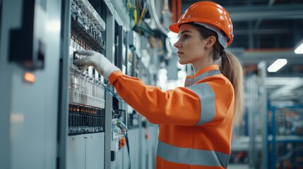 A technician maintaining electrical systems in a manufacturing plant, using specialized tools to ensure optimal performance,