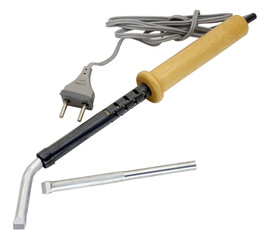 Electric soldering iron isolated on a white