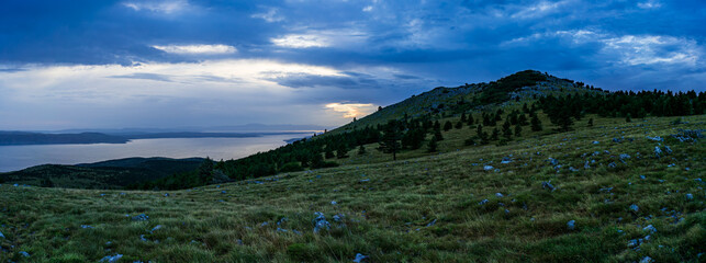 Night falls over the Croatian Adriatic coast.