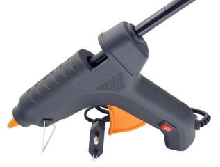 Electric hot glue gun isolated on white