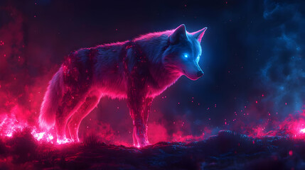 Cybernetic Wolf 3D Illustration