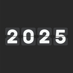 Happy New Year 2025 illustration. Mechanical flip clock design. Background for new year celebration.