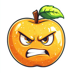 Obraz premium Playful Cartoon Orange with Funny Face and Leaf in Whimsical Digital Art Design