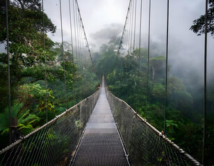 Obraz premium suspension bridge over the river