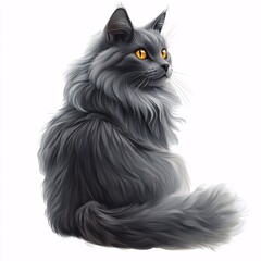 Illustration of Nebelung Cat on White Background