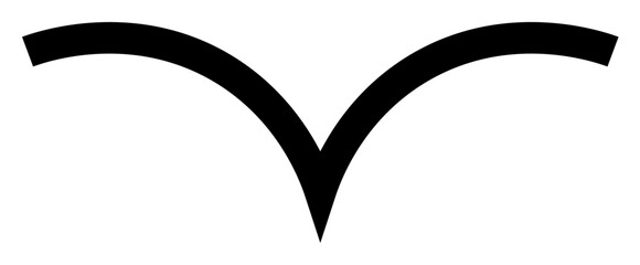 A bold black arc curves downward, creating a symmetrical dip on a white background. Ideal for logos, minimalistic designs, abstract art, branding, and vector artwork. Simple, sleek design style.