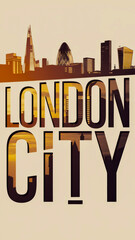 Fototapeta premium A Modern-style colorful graphic poster design, Abstract London Skyline, icon uniqueness of london illustration bold font (London City) 