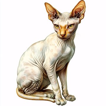 recommend clip art: Illustrative Sphynx Cat on White Background