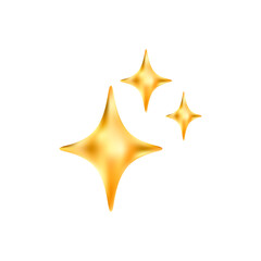 Gold star emoji icon. Glittering sparkle magic element.