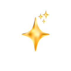 Gold star emoji icon. Glittering sparkle magic element.