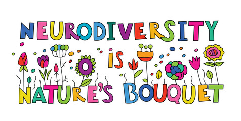 Neurodivergent human minds and experiences. Colorful poster, banner.