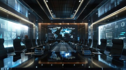 Modern Conference Room with Futuristic Technology