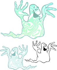 It's Spooky Season, enthusiastic ghost with variations 