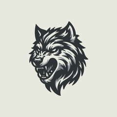 vector logo sign head of a growling wolf on a light background