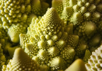 Close-Up Romanesco Broccoli Fractal Pattern