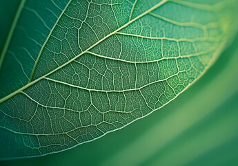 Obraz premium Emerald Green Leaf Veins: Eco-Friendly Nature