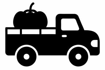 Pumpkin on pickup icon vector silhouette design