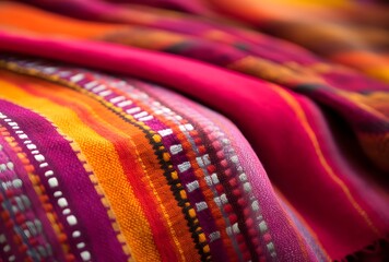 Vibrant Handwoven Shawl with Intricate Patterns