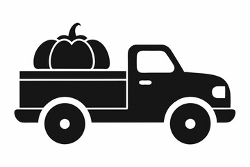 Pumpkin on pickup silhouette vector illustration design