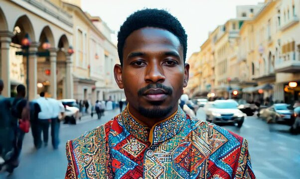Senegalese Man in Urban Crowd Time-Lapse