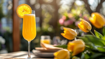 Vibrant Spring Brunch: Yellow Tulip and Mimosa Celebration