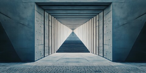 An abstract image of a geometric tunnel displaying a vanishing point perspective creating a sense of depth and infinity.