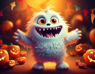 Obraz premium Animation Goggely eyed, smiling, Halloween Monster character 