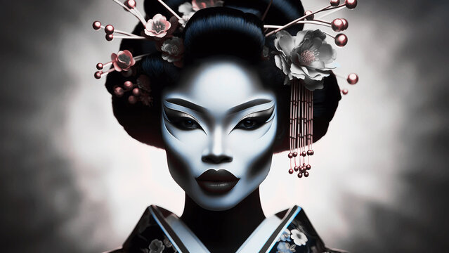 Fusion Geisha Portraits with Afro-Asian Elements